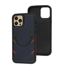 Чохол для iPhone 12/12 Pro MagSafe eco-leather + MagSafe popSocket midnighte blue