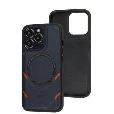 Чохол для iPhone 13 Pro MagSafe eco-leather + MagSafe popSocket midnighte blue