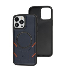 Чохол для iPhone 13 Pro Max MagSafe eco-leather + MagSafe popSocket midnighte blue