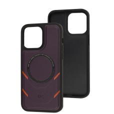 Чохол для iPhone 14 Pro Max MagSafe eco-leather + MagSafe popSocket grape