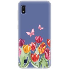 Чохол для Samsung Galaxy A10 (A105) Mixcase квіти тюльпани з двома метеликами
