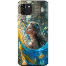 Чохол для Samsung Galaxy A03 (A035) MixCase патріотичні дівчина і метелики