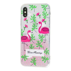 Чохол Chic Kawair для iPhone X рожевий фламінго з квітами