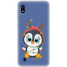 Чохол для Samsung Galaxy A10 (A105) MixCase Новий рік пінгвін у гірлянді