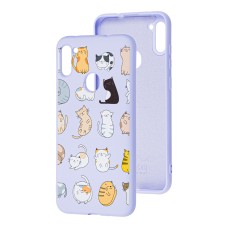 Чохол для Samsung Galaxy A11 / M11 Wave Fancy funny cats / light purple