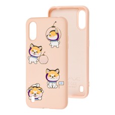 Чохол для Samsung Galaxy A01 (A015) Wave Fancy laika spaceman / pink sand