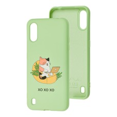 Чохол для Samsung Galaxy A01 (A015) Wave Fancy freelance cat / mint gum