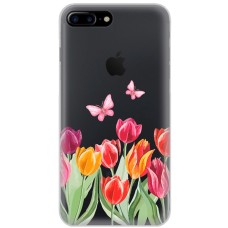 Чохол для iPhone 7 Plus / 8 Plus Mixcase квіти тюльпани з двома метеликами