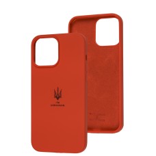 Чохол для iPhone 13 Pro Max Silicone Full Тризуб червоний