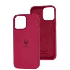 Чохол для iPhone 13 Pro Max Silicone Full Тризуб малиновий