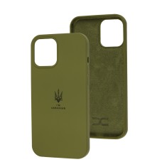Чохол для iPhone 12 Pro Max Silicone Full Тризуб зелений