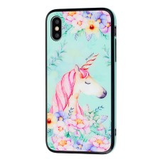 Чохол для iPhone X / Xs glass єдиноріг