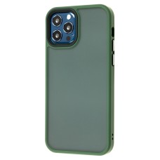 Чохол для iPhone 12 / 12 Pro Totu Shadow Matte Metal Buttons темно-зелений