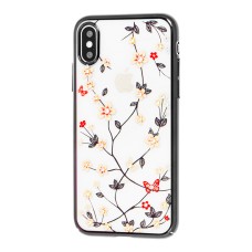 Чохол Diamond Flowers для iPhone X/Xs зі стразами чорний