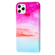 Чохол для iPhone 11 Pro Max Design Mramor Glossy рожево-блакитний