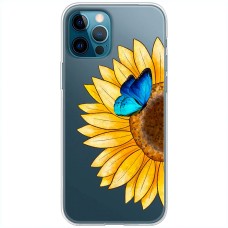 Чохол для iPhone 12 Pro Mixcase квіти соняшник з блакитним метеликом