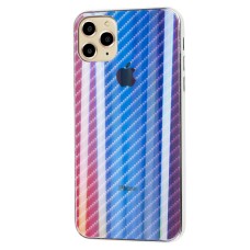 Чохол для iPhone 11 Pro Max Carbon Gradient Hologram синій
