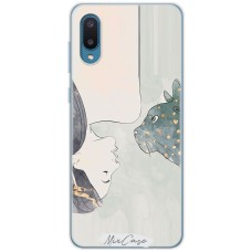 Чохол для Samsung Galaxy A02 (A022) Mixcase дівчина та кішка