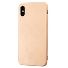Чохол для iPhone X / Xs glass LV персиковий