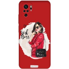 Чохол для Xiaomi Redmi Note 10 / 10s Mixcase червоний з мікрофіброю girl boss