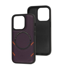 Чохол для iPhone 14 Pro MagSafe eco-leather + MagSafe popSocket grape