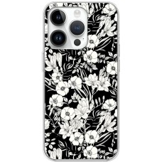 Чохол для iPhone 15 Pro MixCase квіти чорно-білі