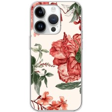 Чохол для iPhone 15 Pro MixCase квіти червоні на білому