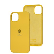 Чохол для iPhone 14 Plus Silicone Full Тризуб жовтий