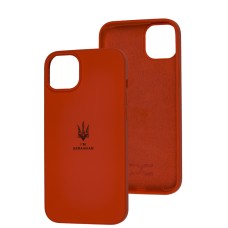 Чохол для iPhone 14 Plus Silicone Full Тризуб червоний