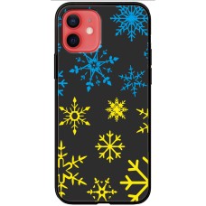 Чохол для iPhone 12 mini MixCase Новий рік синьо-жовті сніжинки