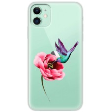 Чохол для iPhone 12 mini Mixcase квіти колібрі в півоні