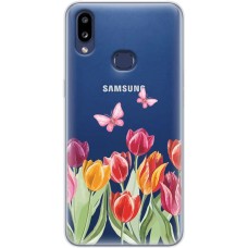 Чохол для Samsung Galaxy A10s (A107) Mixcase квіти тюльпани з двома метеликами