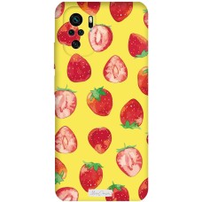 Чохол для Xiaomi Redmi Note 10 / 10s Mixcase жовтий з мікрофіброю фрукти полуничка
