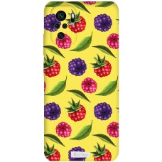 Чохол для Xiaomi Redmi Note 10 / 10s Mixcase жовтий з мікрофіброю фрукти малина