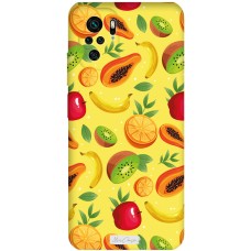 Чохол для Xiaomi Redmi Note 10 / 10s Mixcase жовтий з мікрофіброю різні фрукти
