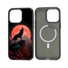 Чохол для iPhone 14 MixCase MagSafe MagSafe вовк на тлі місяця