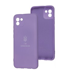 Чохол для Samsung Galaxy A03 (A035) Silicone Full Тризуб лавандовий