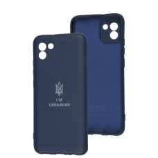 Чохол для Samsung Galaxy A03 (A035) Silicone Full Тризуб синій
