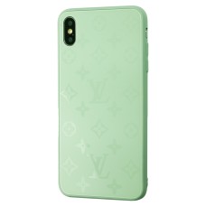 Чохол для iPhone Xs Max glass LV бірюзовий