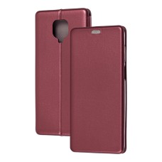 Чохол книжка Premium для Xiaomi Redmi Note 9s / 9 Pro бордовий