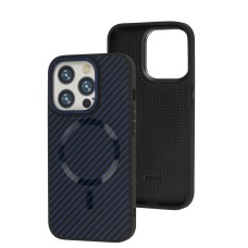 Чохол для iPhone 15 Pro Berlia Armor Carbon MagSafe blue