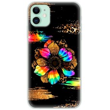 Чохол для iPhone 12 mini MixCase Леопард райдужна квітка