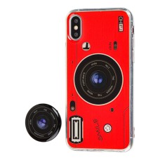 Чохол для iPhone X Photo Popsocket червоний
