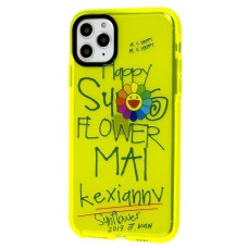 Чохол для iPhone 11 Pro Max Neon print happy жовтий/зелений