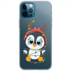 Чохол для iPhone 13 Pro MixCase Новий рік пінгвін у гірлянді