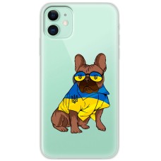 Чохол для iPhone 12 mini MixCase патріотичні мопс в жовто-синіх кольорах