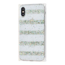 Чохол Shine Line для iPhone X/Xs з блискітками сріблястий
