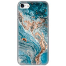 Чохол для iPhone 7 / 8 / SE MixCase бірюзовий мармур з позолотою