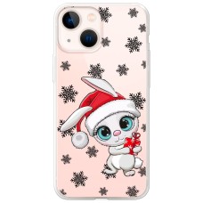 Чохол для iPhone 14 MixCase Новий рік кролик у сніжинках