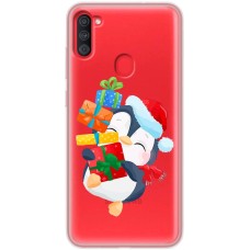 Чохол для Samsung Galaxy A11 / M11 MixCase Новий рік пінгвін з подарунками